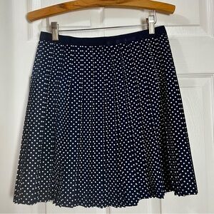 J.Crew Navy Mini Polka Dot Pleated Skater Skirt Size 0
